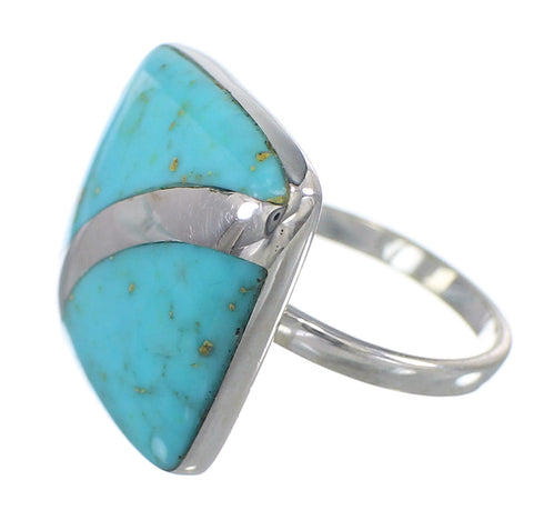 Genuine Sterling Silver Turquoise Jewelry Ring Size 6-1/2 AX79576